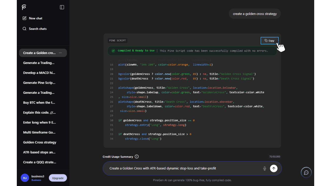 Generate clean Pine Script v6