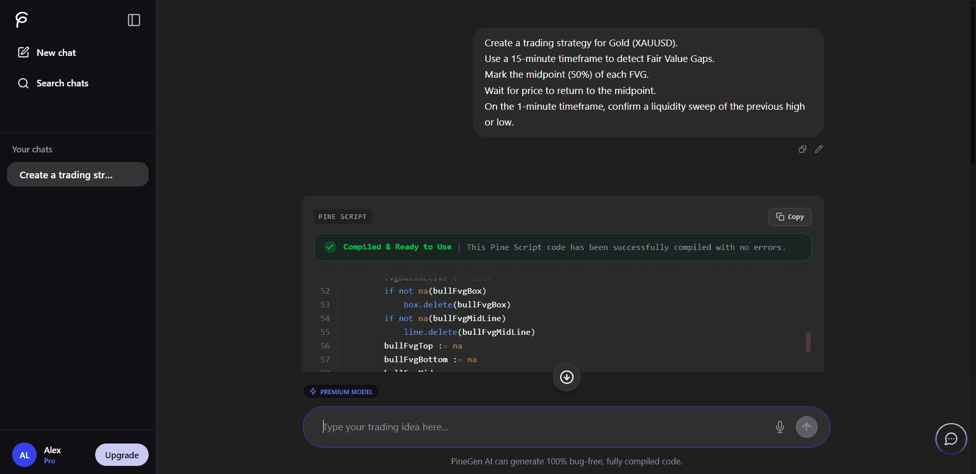 Compile instantly - PineGen AI script compilation